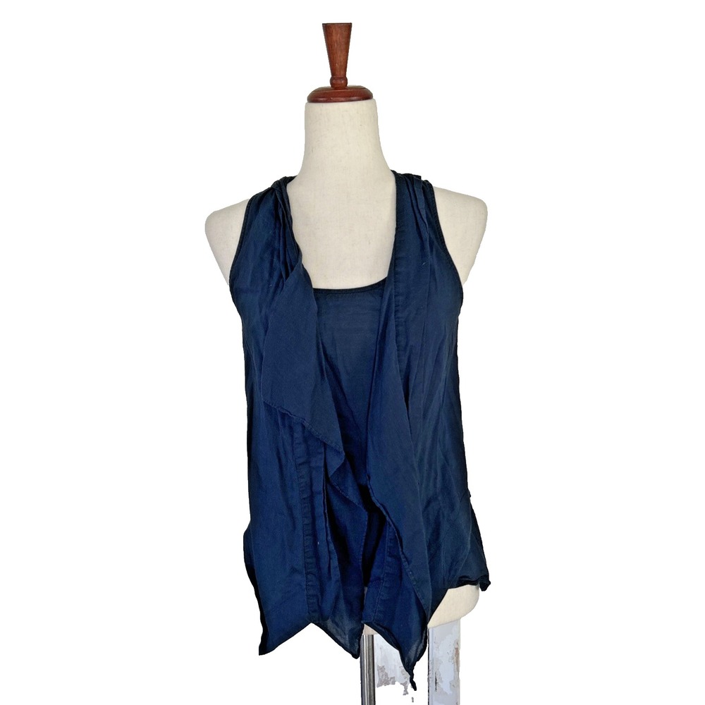 Edme & Esyllte Top Size 2 Women's Navy Blue Cottagecore Fairy Core Cotton Blouse